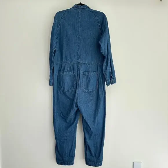 Madewell Denim Jumpsuit Womens Medium Retro Coveralls Long Sleeve Relaxed - Picture 4 of 8